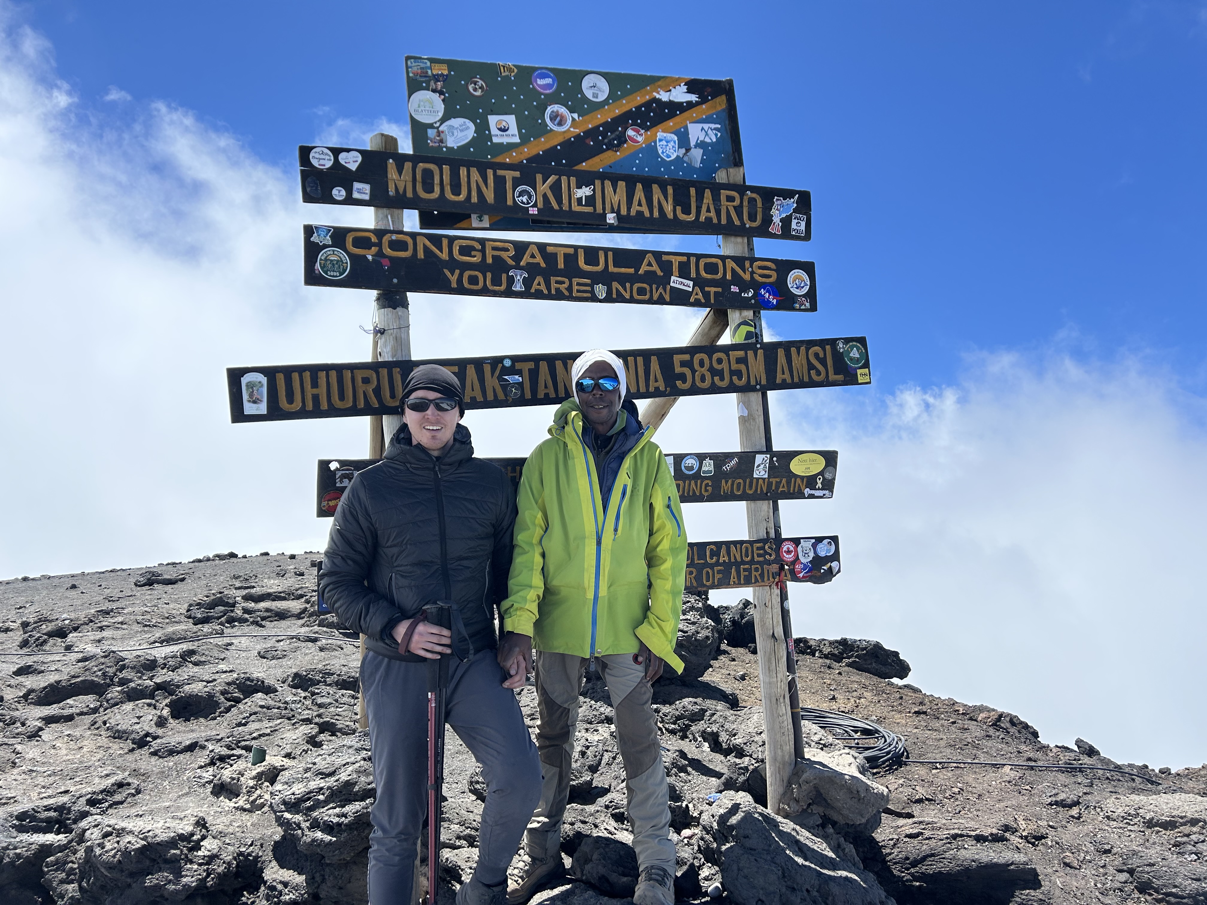 Jack with guide on Kilimanjaro