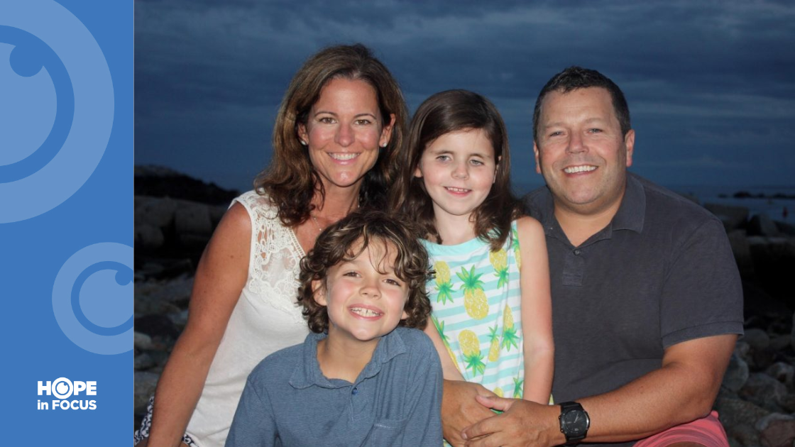 Annie with her two parents and brother