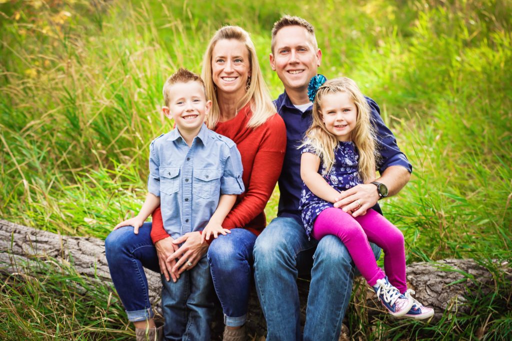 The Galloway family, mom Allison, dad Michael, 6-year-old Logan, and 4-year-old Zoe. They live in Westminster, Colorado. Both Logan and Zoe have been diagnosed with Leber congenital amaurosis (LCA).