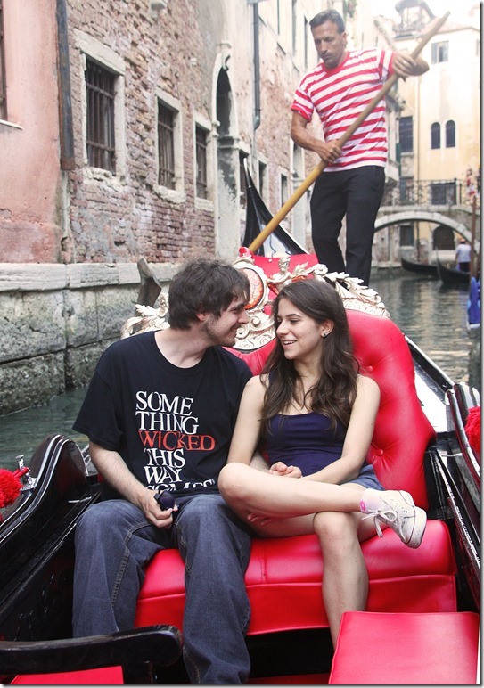 Brandon Biggs has Leber congenital amaurosis - CRB1. Pictured: Brandon and his wife Claudia on a gondola in Venice, Italy.