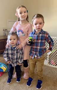 Four year old Drew (right) with Anna, his 7-year-old-sister, and Sean, his 2-year-old-brother.