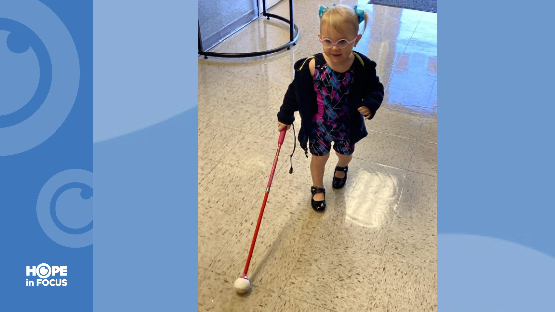 Dylan using her cane