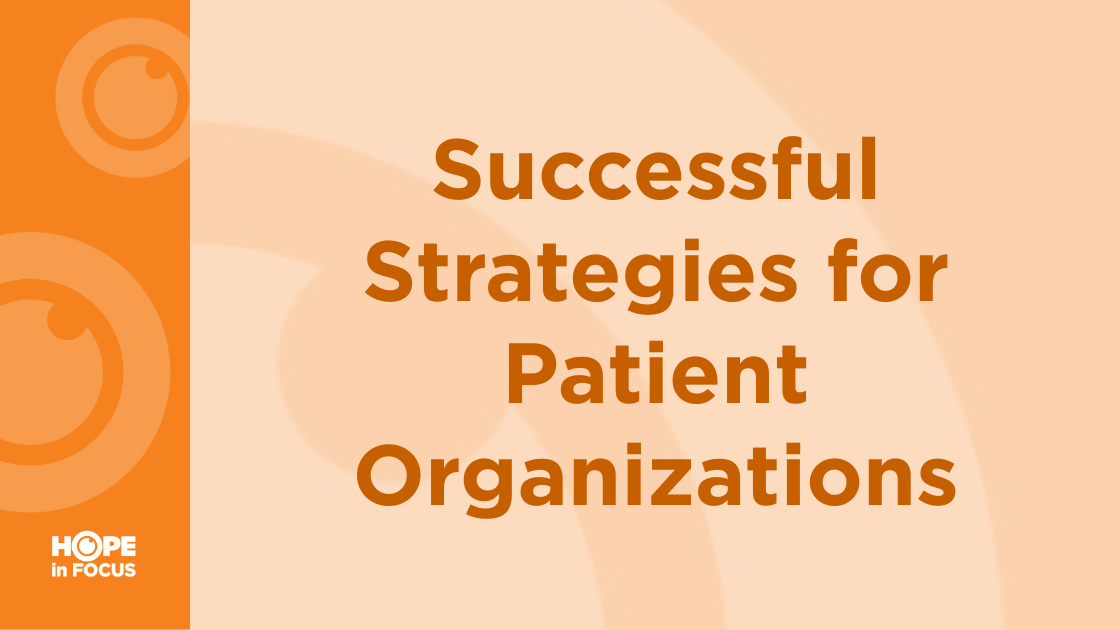 Successful Strategies for Patient Organizations on orange background