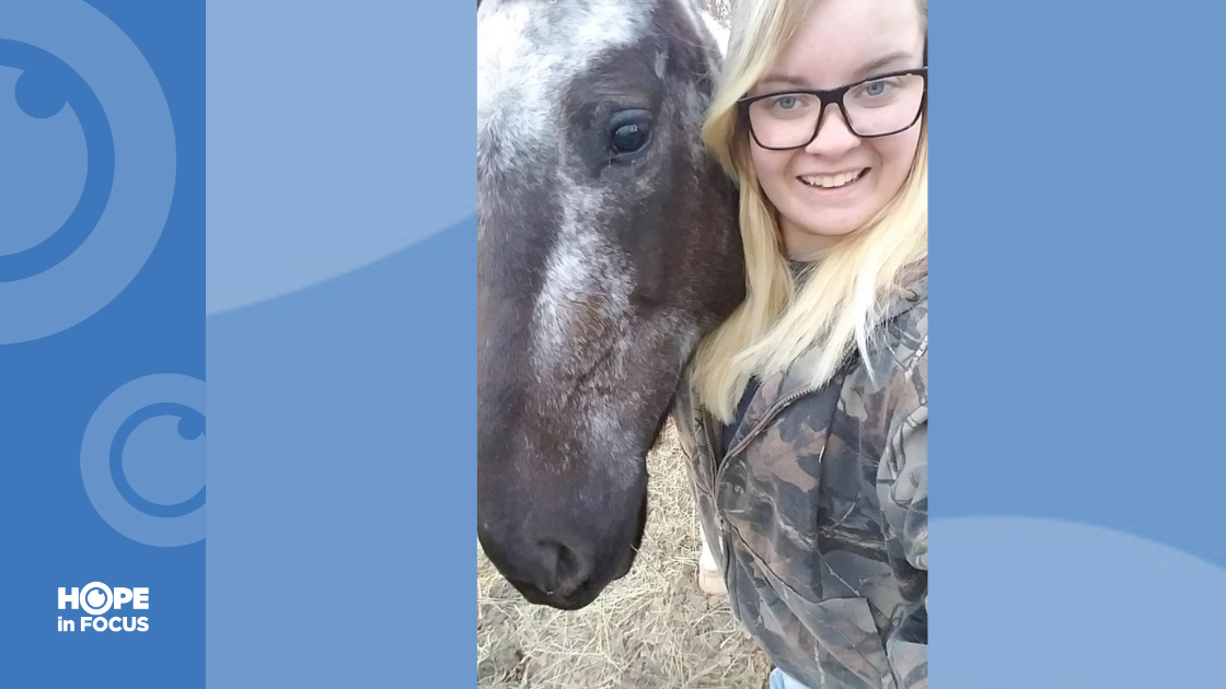 Misty taking a selfie with her horse