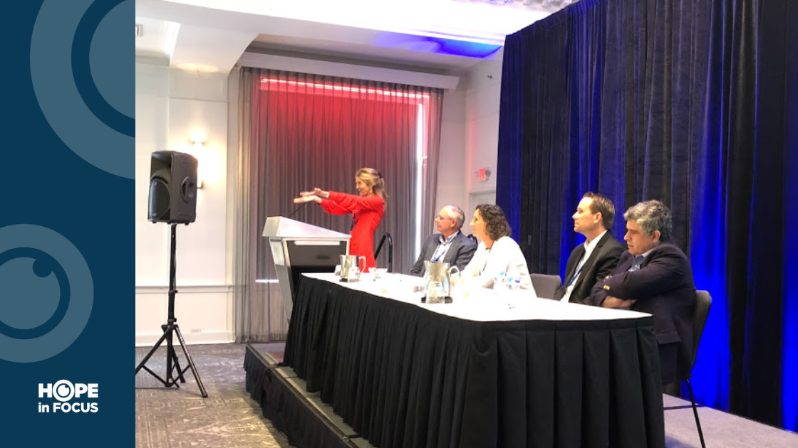 Dr. Jean Bennett giving her presentation as part of the LCA Family Conference session called “One Disease, Many Approaches.”