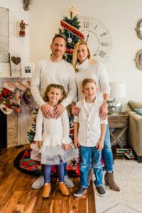 The Galloway family in white shirts