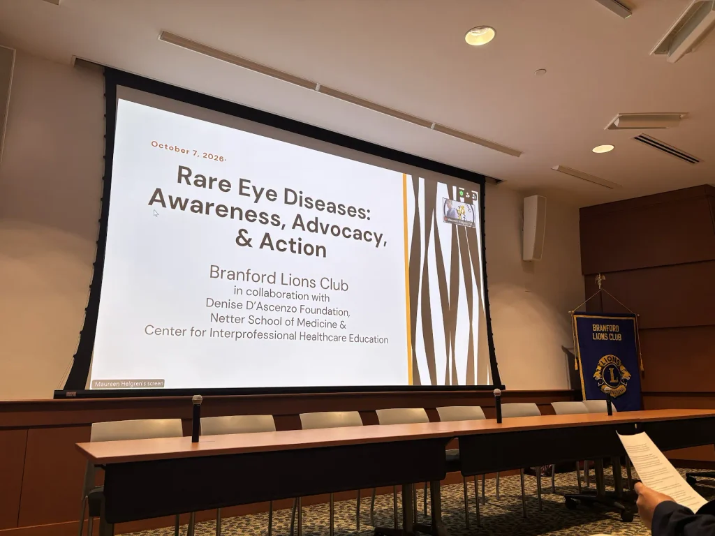 Image of a slide from PowerPoint presentation displayed by the Branford Lions Club